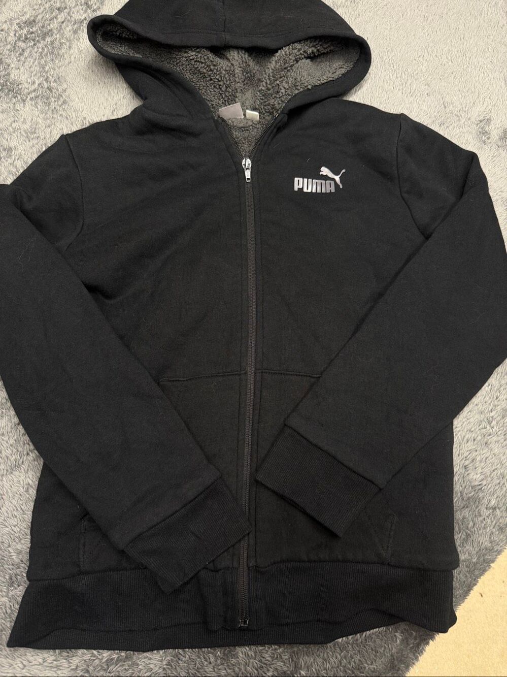 Puma Sherpa-Lined Zip-Up Hoodie Youth Large 14-16